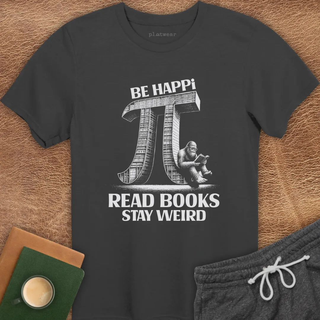BE HAPPI READ BOOKS T-SHIRT