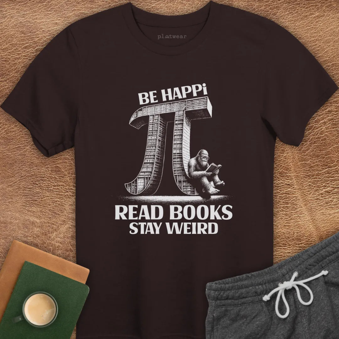 BE HAPPI READ BOOKS T-SHIRT