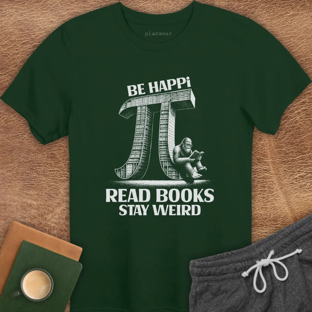 BE HAPPI READ BOOKS T-SHIRT