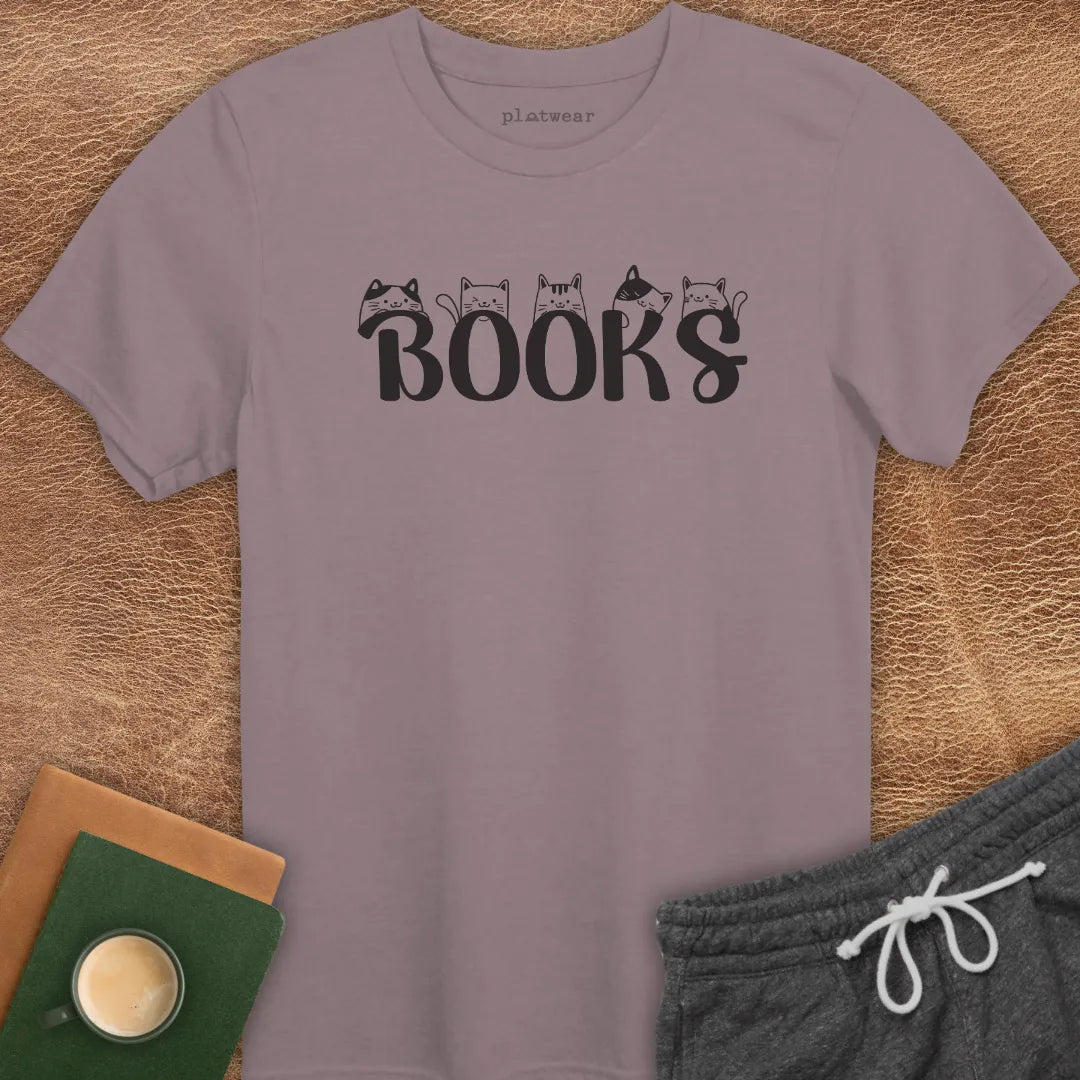 BOOKS CATS T-SHIRT