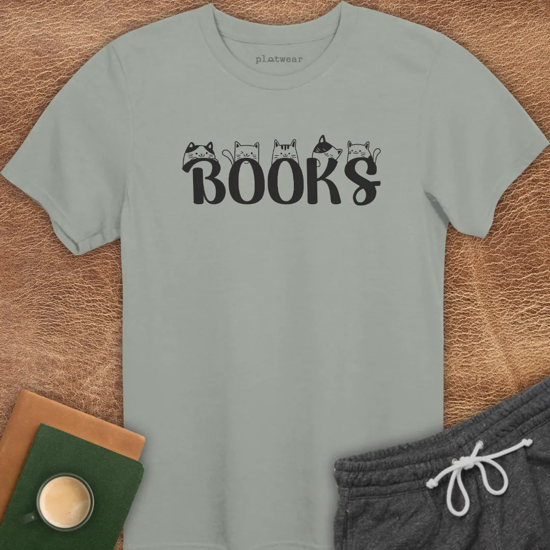 BOOKS CATS T-SHIRT
