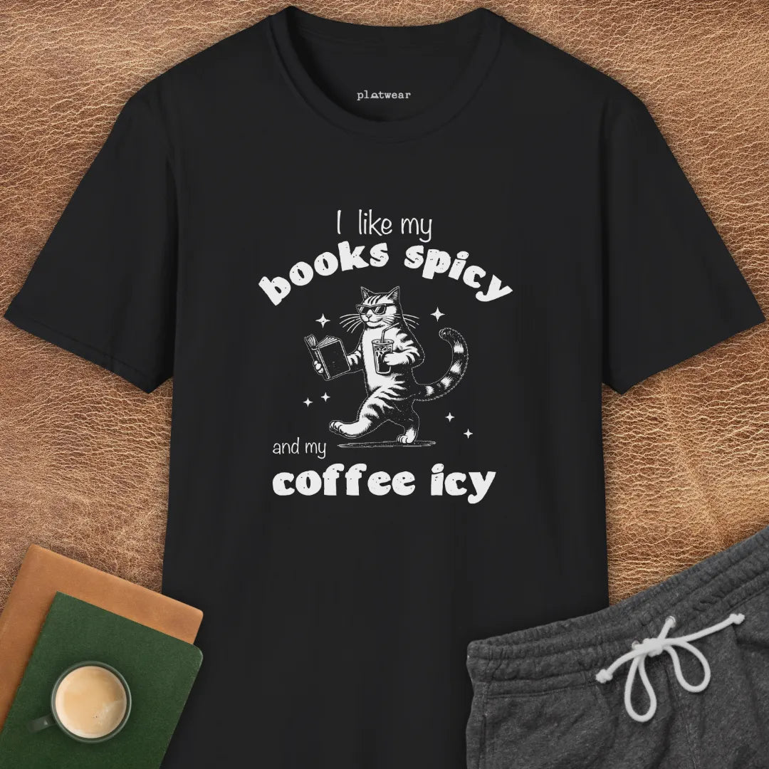 BOOKS SPICY COFFEE ICY T-SHIRT