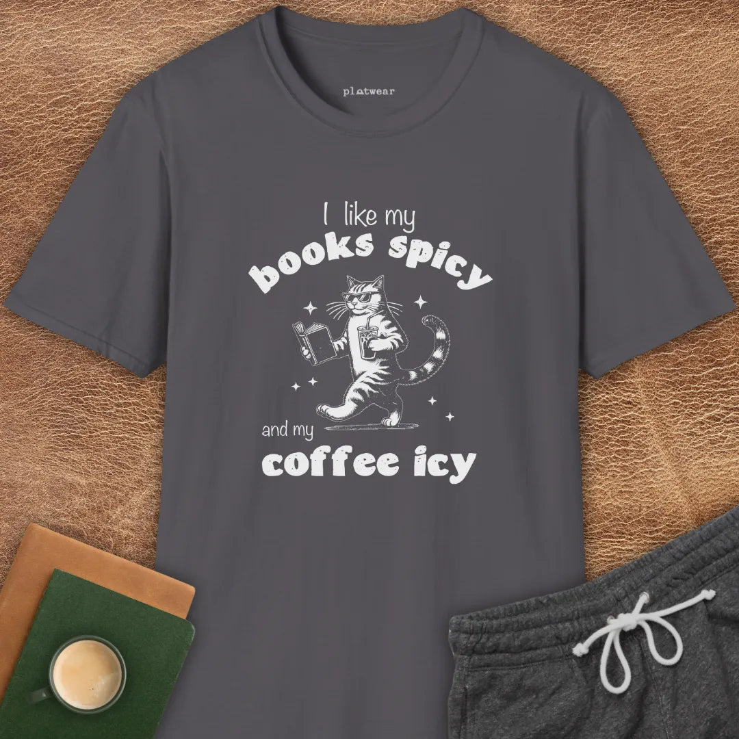 BOOKS SPICY COFFEE ICY T-SHIRT