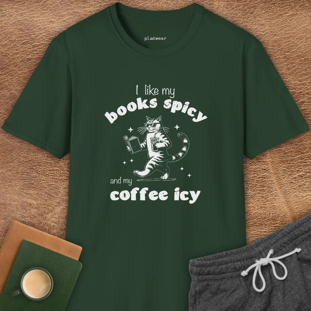BOOKS SPICY COFFEE ICY T-SHIRT