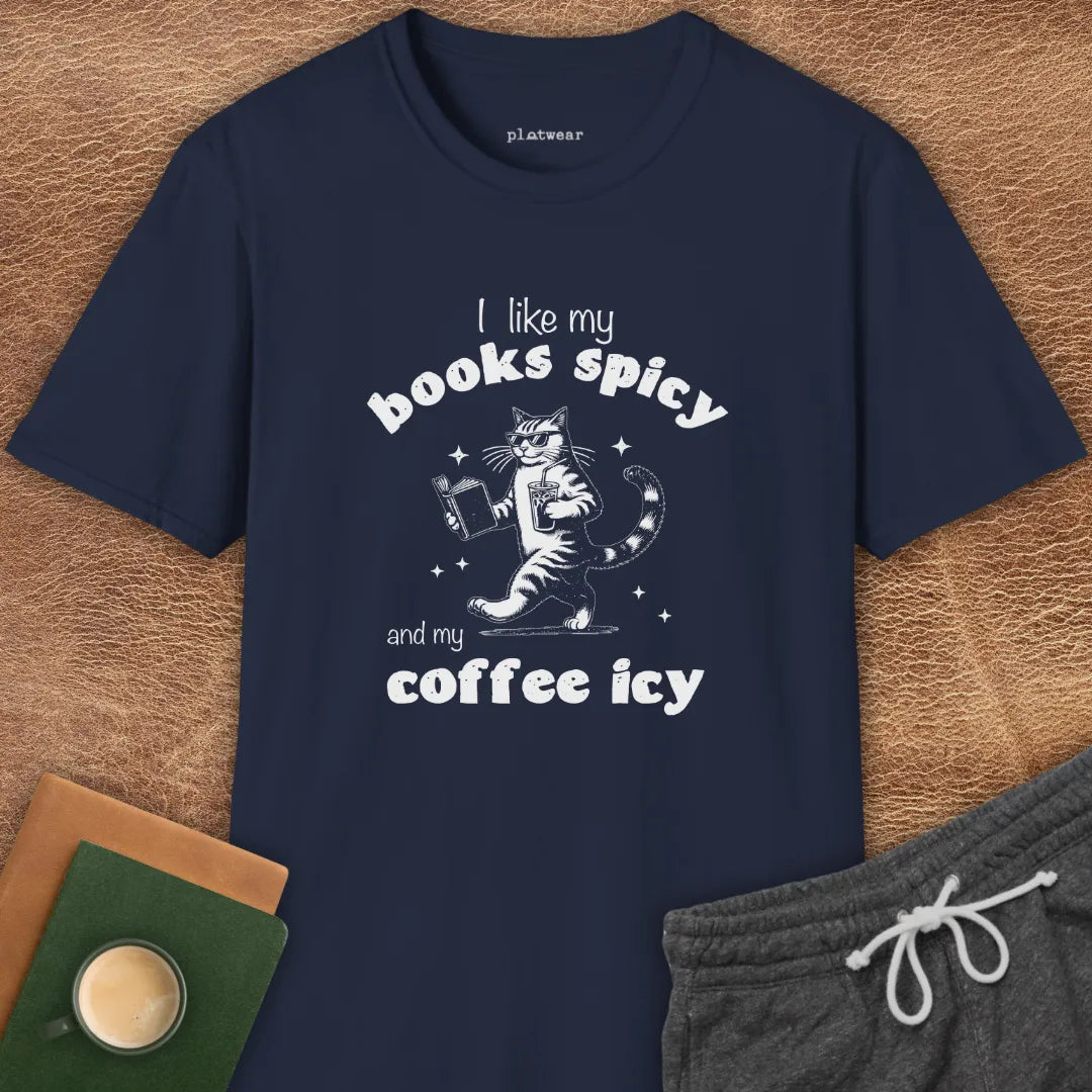 BOOKS SPICY COFFEE ICY T-SHIRT