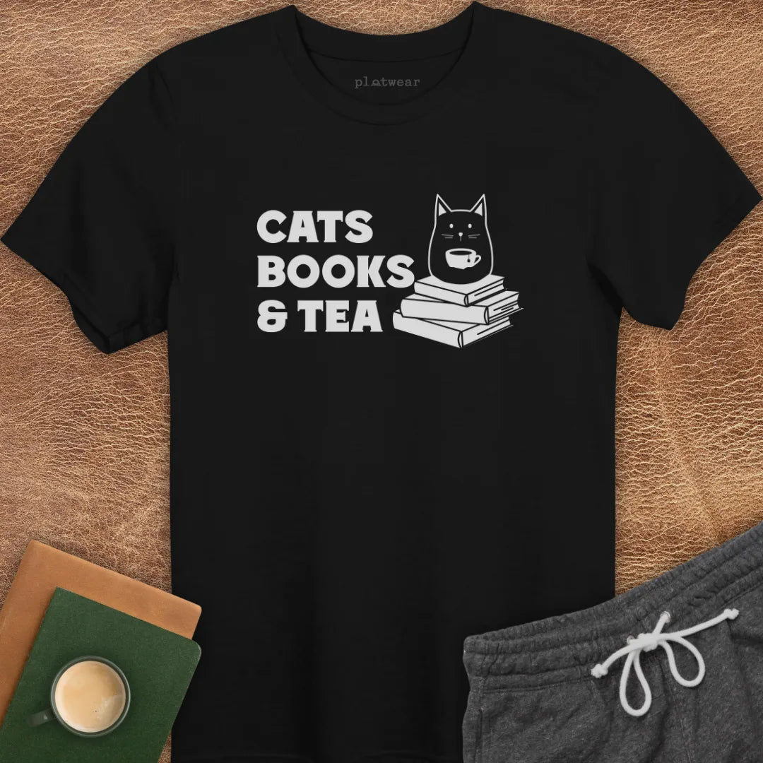 CATS BOOKS & TEA T-SHIRT