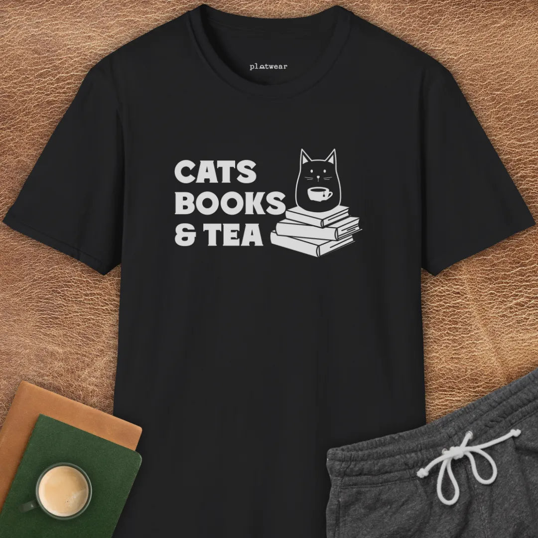 CATS BOOKS & TEA T-SHIRT