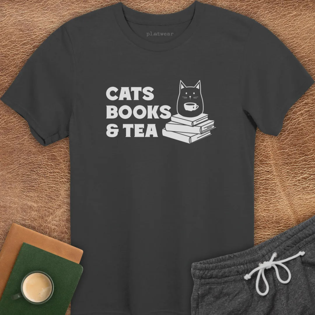 CATS BOOKS & TEA T-SHIRT
