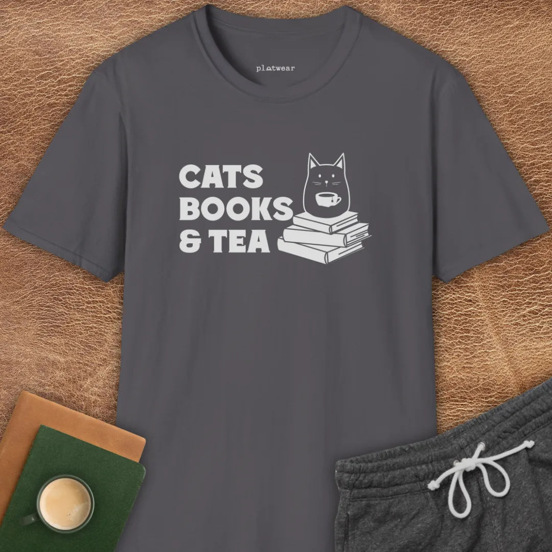 CATS BOOKS & TEA T-SHIRT