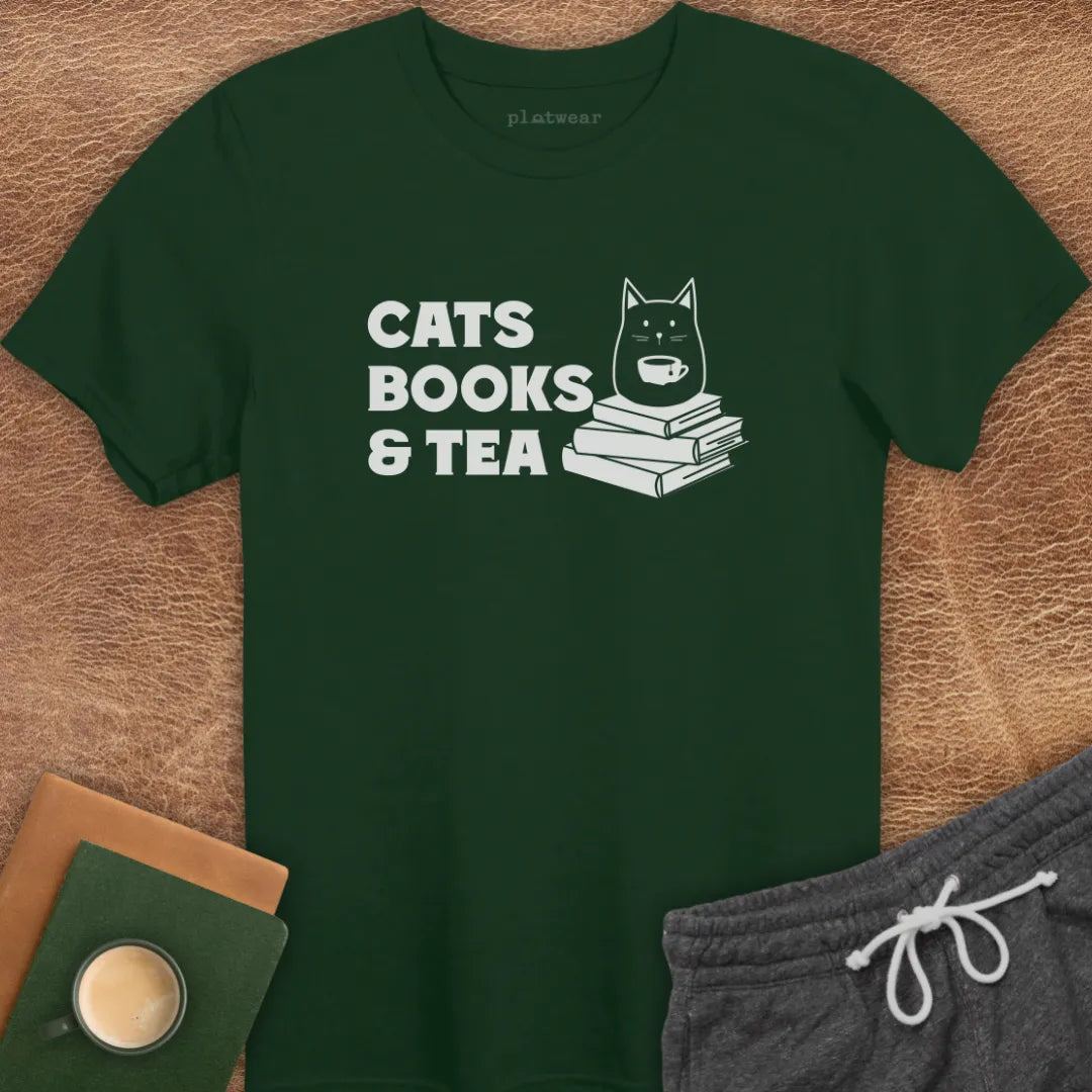 CATS BOOKS & TEA T-SHIRT