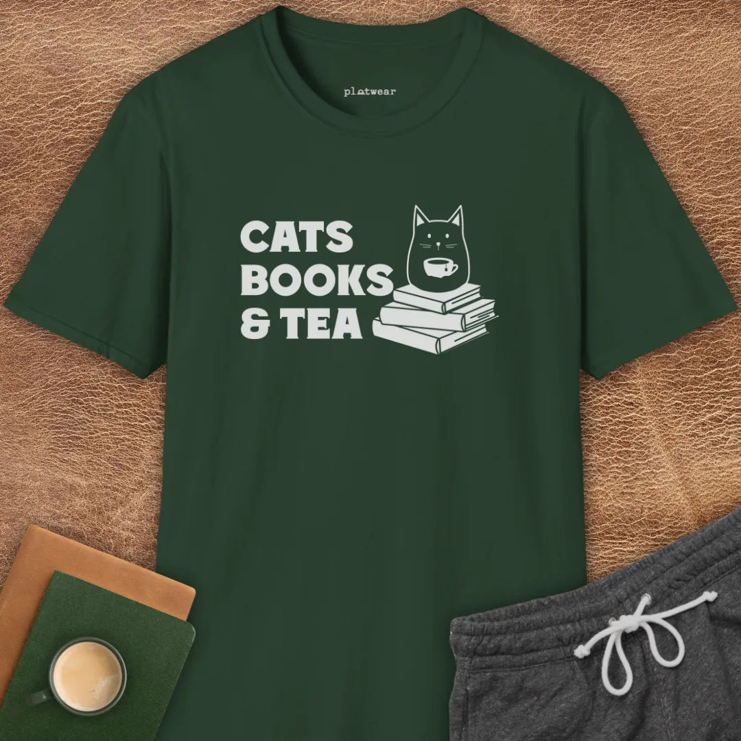 CATS BOOKS & TEA T-SHIRT