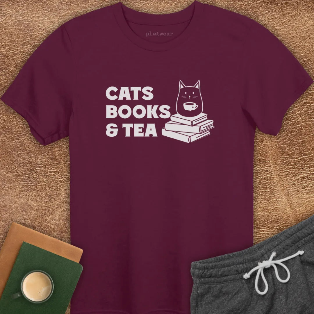 CATS BOOKS & TEA T-SHIRT