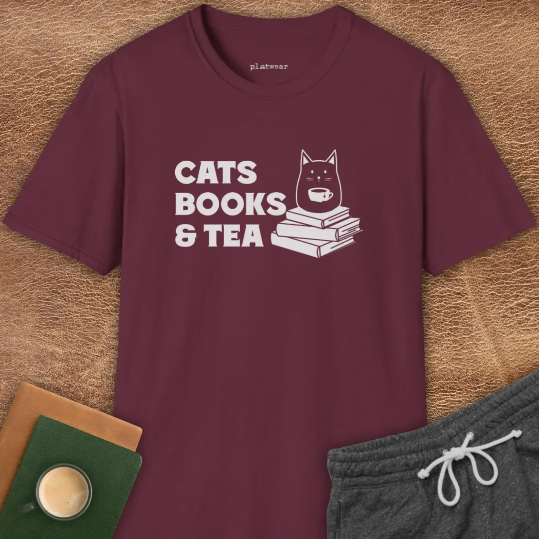 CATS BOOKS & TEA T-SHIRT