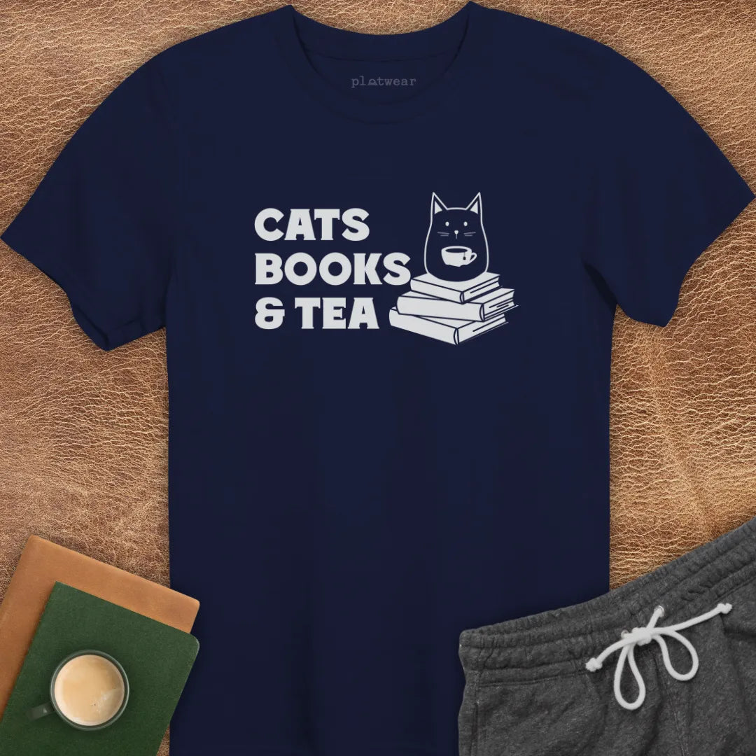 CATS BOOKS & TEA T-SHIRT