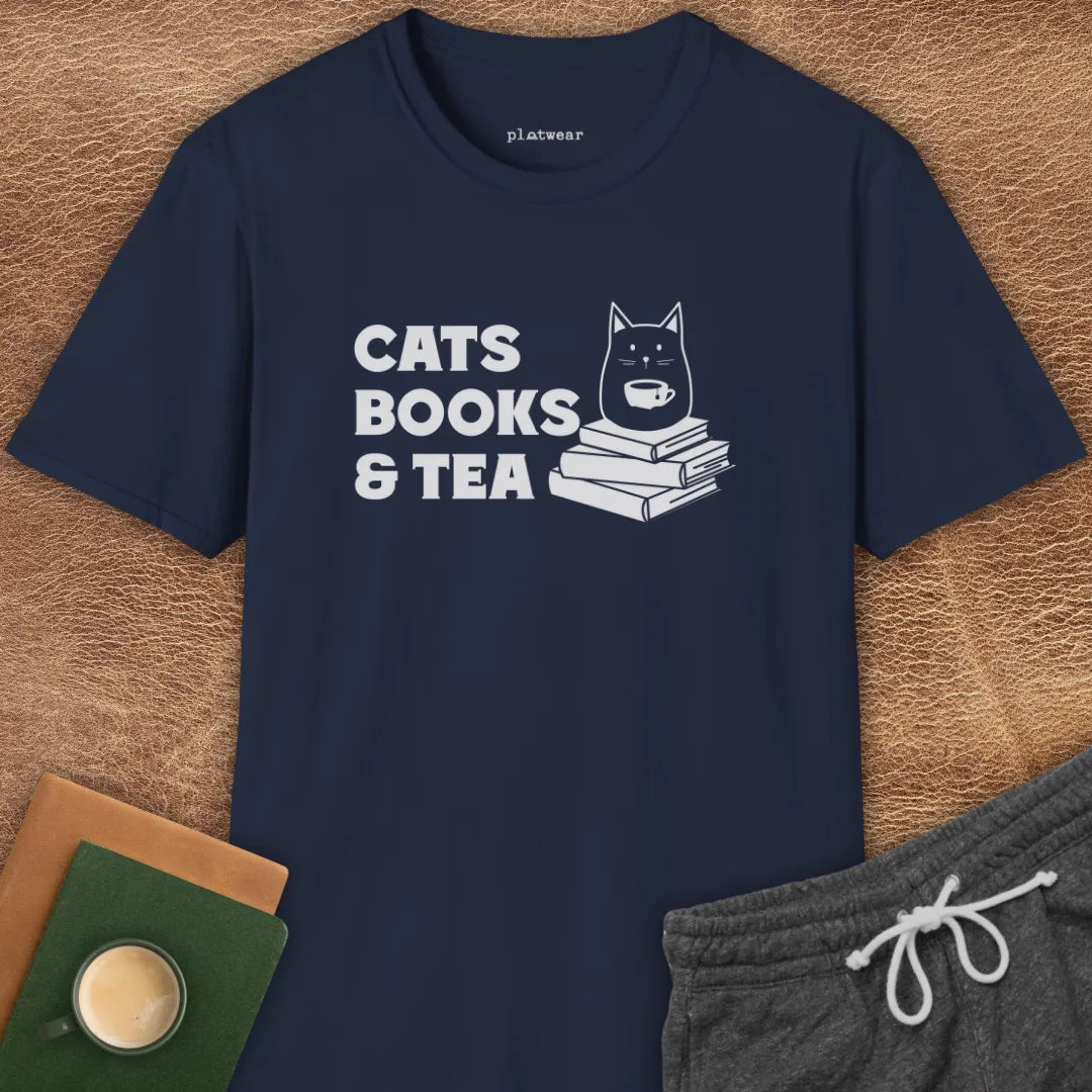CATS BOOKS & TEA T-SHIRT
