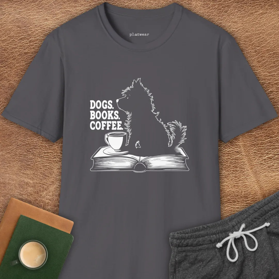 DOGS. BOOKS. COFFEE T-SHIRT