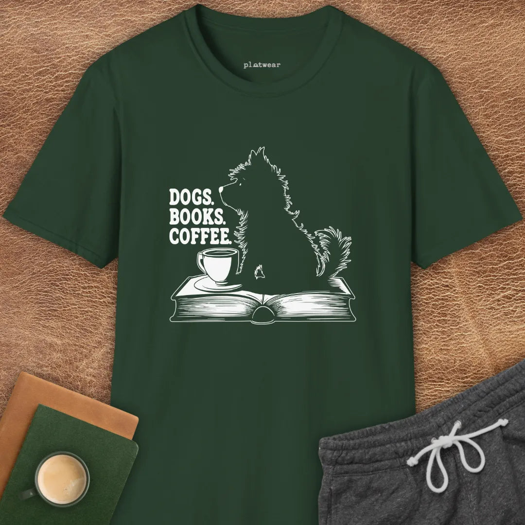 DOGS. BOOKS. COFFEE T-SHIRT