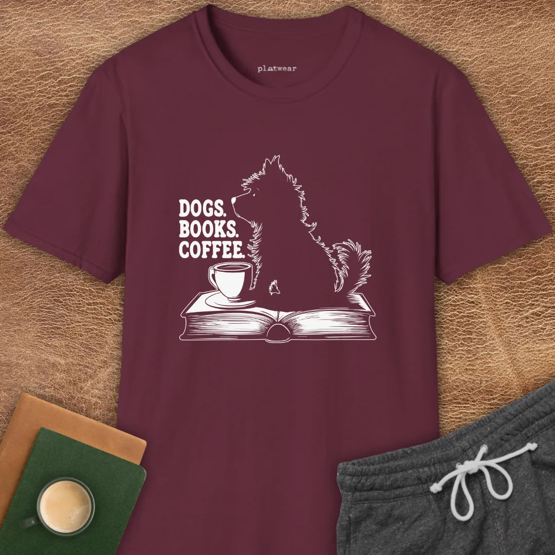 DOGS. BOOKS. COFFEE T-SHIRT
