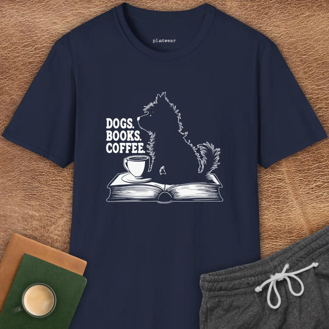 DOGS. BOOKS. COFFEE T-SHIRT