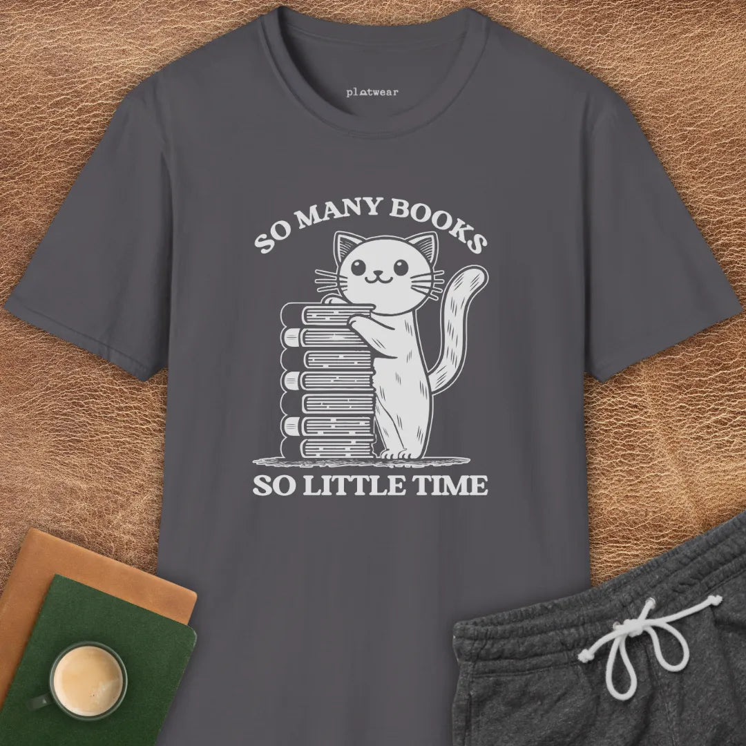SO MANY BOOKS CAT T-SHIRT
