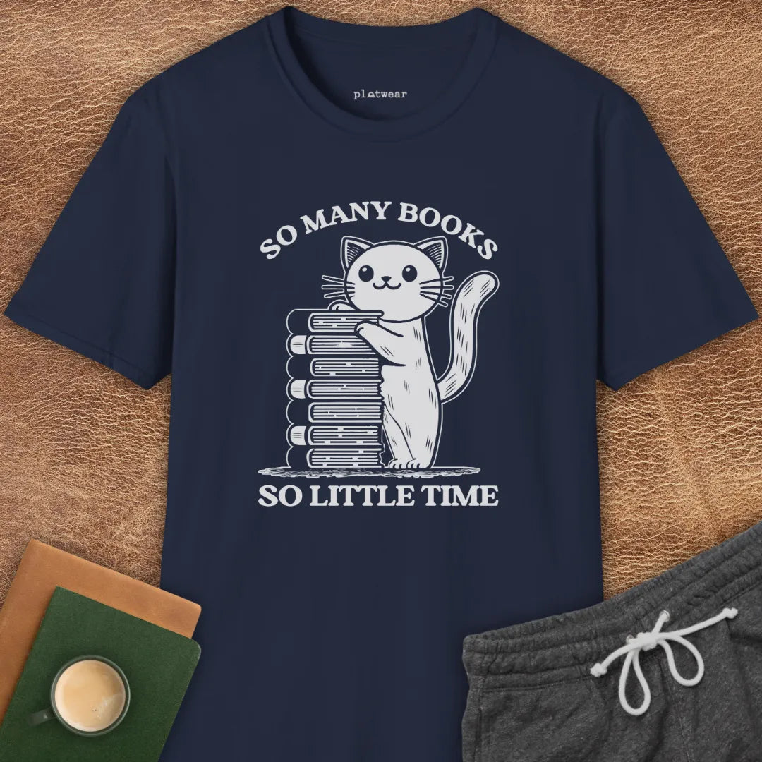 SO MANY BOOKS CAT T-SHIRT