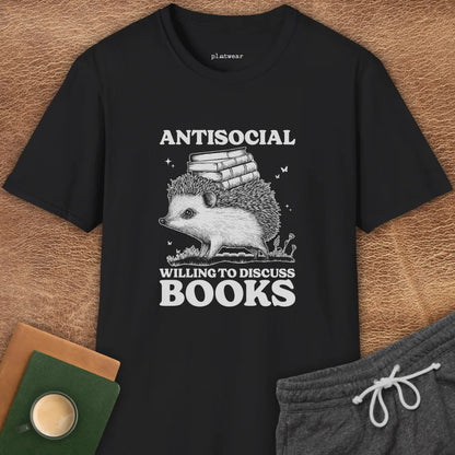 WILLING TO DISCUSS BOOKS T-SHIRT