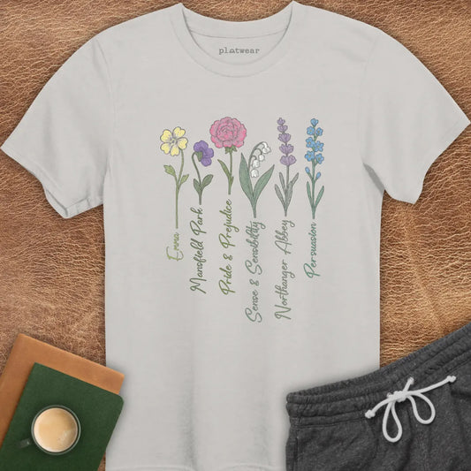 AUSTEN'S FLOWER TITLES T-SHIRT