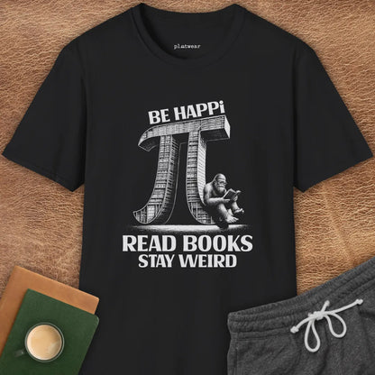BE HAPPI READ BOOKS T-SHIRT