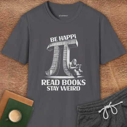 BE HAPPI READ BOOKS T-SHIRT