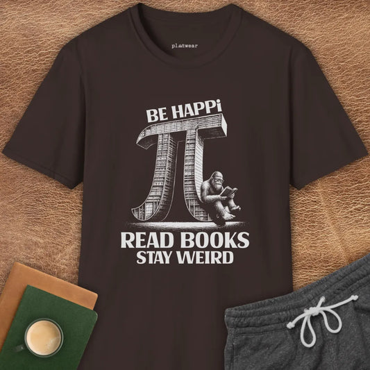 BE HAPPI READ BOOKS T-SHIRT