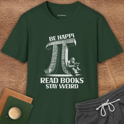 BE HAPPI READ BOOKS T-SHIRT