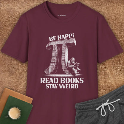 BE HAPPI READ BOOKS T-SHIRT