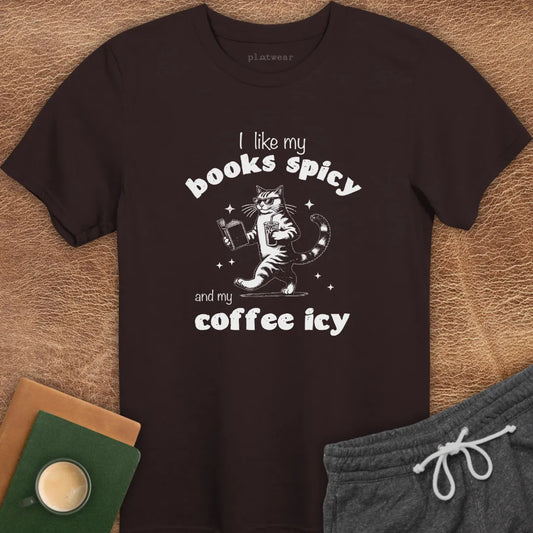 BOOKS SPICY COFFEE ICY T-SHIRT
