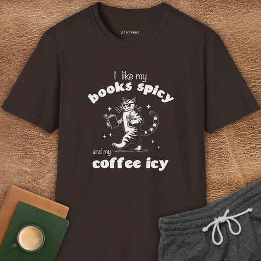 BOOKS SPICY COFFEE ICY T-SHIRT