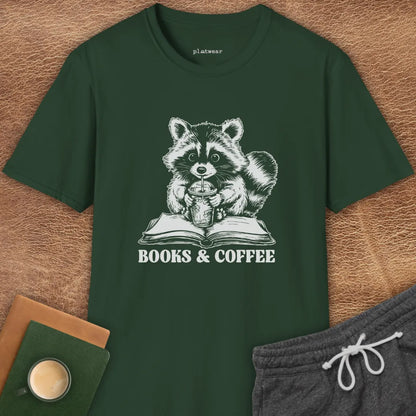 BOOKS & COFFEE RACCOON T-SHIRT