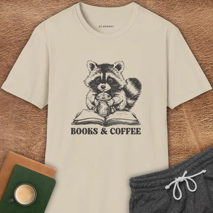 BOOKS & COFFEE RACCOON T-SHIRT