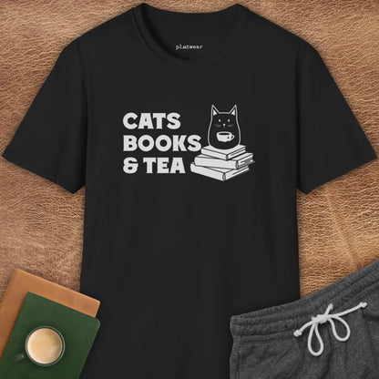 CATS BOOKS & TEA T-SHIRT