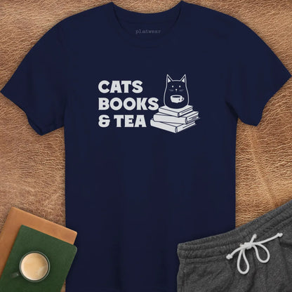 CATS BOOKS & TEA T-SHIRT