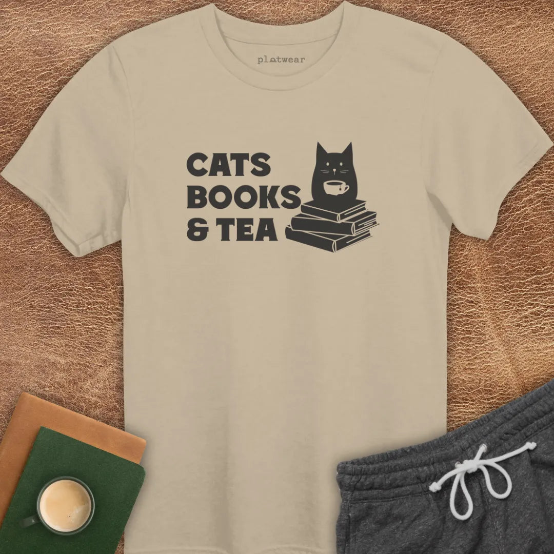 CATS BOOKS & TEA T-SHIRT