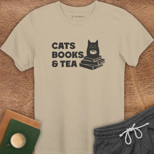 CATS BOOKS & TEA T-SHIRT