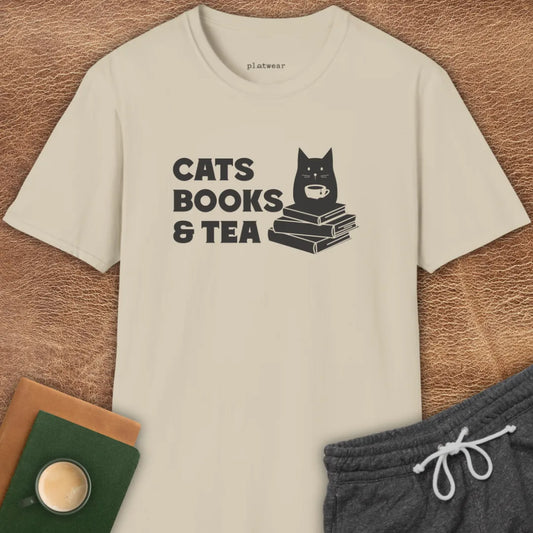 CATS BOOKS & TEA T-SHIRT