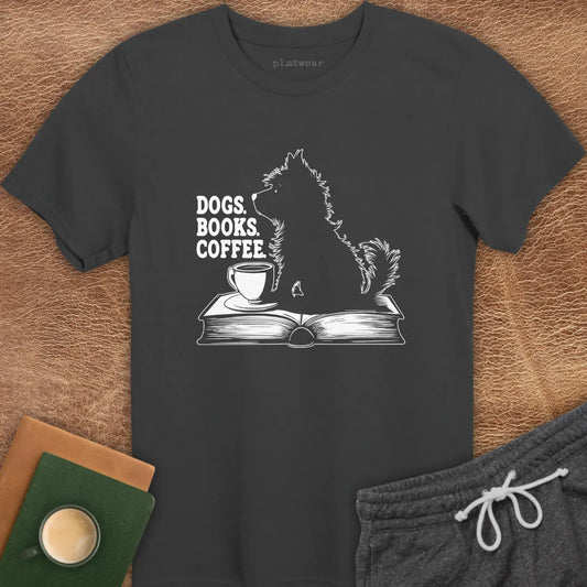 DOGS. BOOKS. COFFEE T-SHIRT
