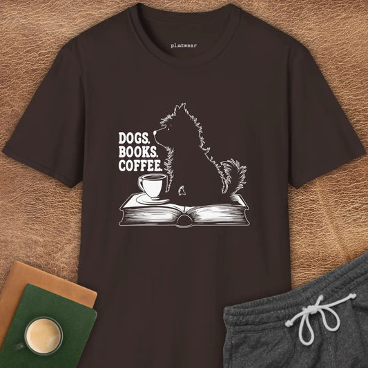 DOGS. BOOKS. COFFEE T-SHIRT