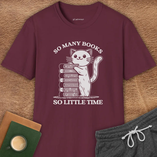 SO MANY BOOKS CAT T-SHIRT